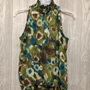 Watercolor Print High Neck Top